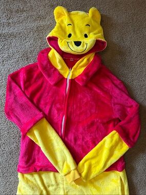 Winnie the Pooh Inspired Hooded Onesie - Yellow & red Plush
